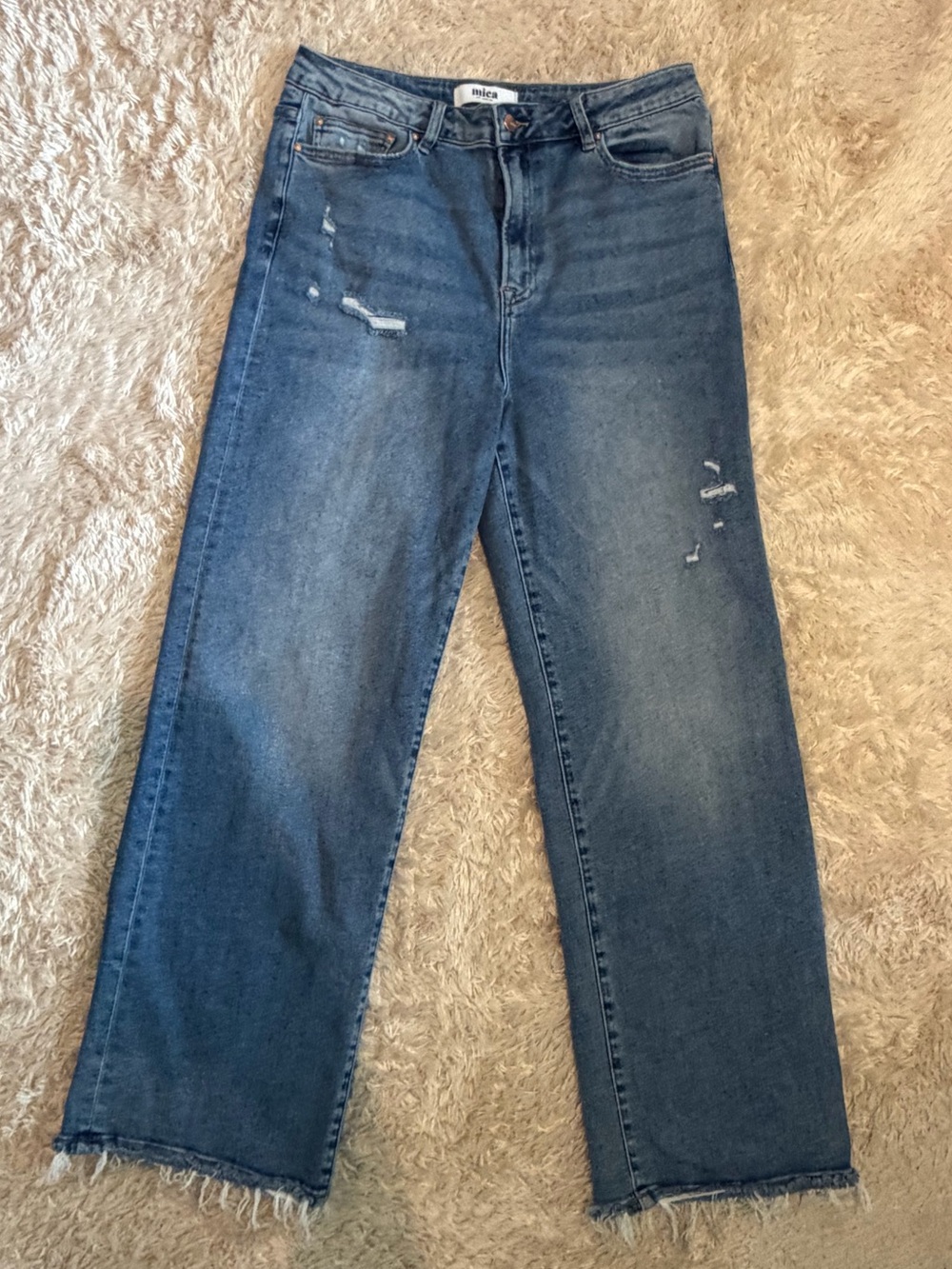 Women's Wide Leg Distressed Jeans in Blue